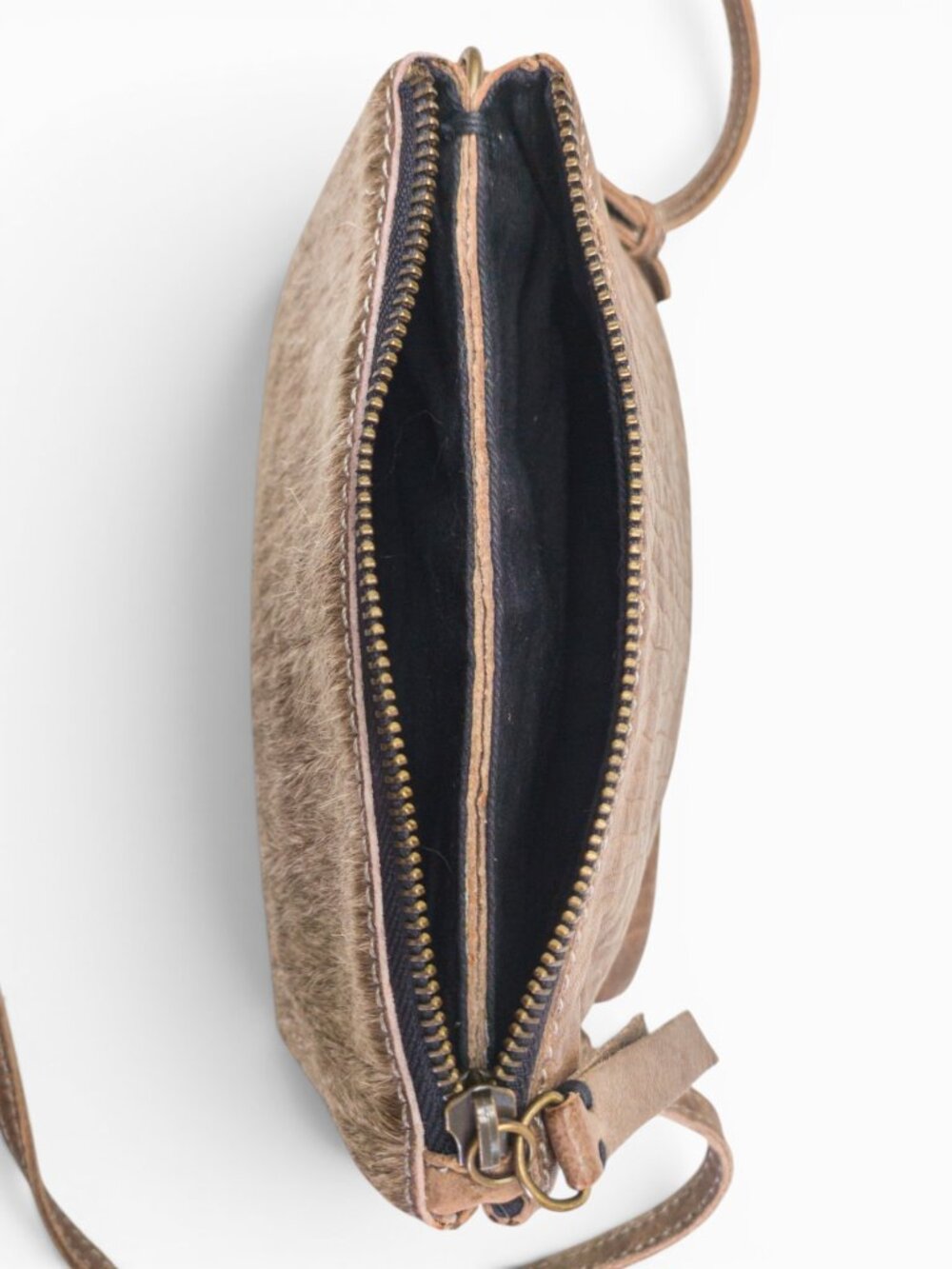 49 Square Miles Leather & Hair-On-Hide Crossbody, Dual-Pocket Design - Picture 12 of 15